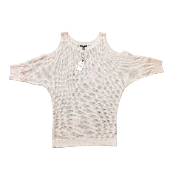 NWT Express | Women's Small | Cold Shoulder Pink / Gray Knit Sweater - Picture 1 of 3